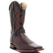 Soto Boots Men's Lizard Print Square Toe Cowboy Boots H8002 Brown