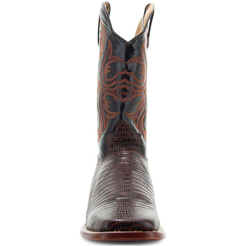 Soto Boots Men's Lizard Print Square Toe Cowboy Boots H8002 Brown