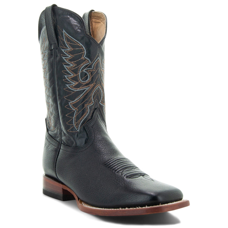 Soto Boots Men's Lizard Print Square Toe Cowboy Boots H8002 Black