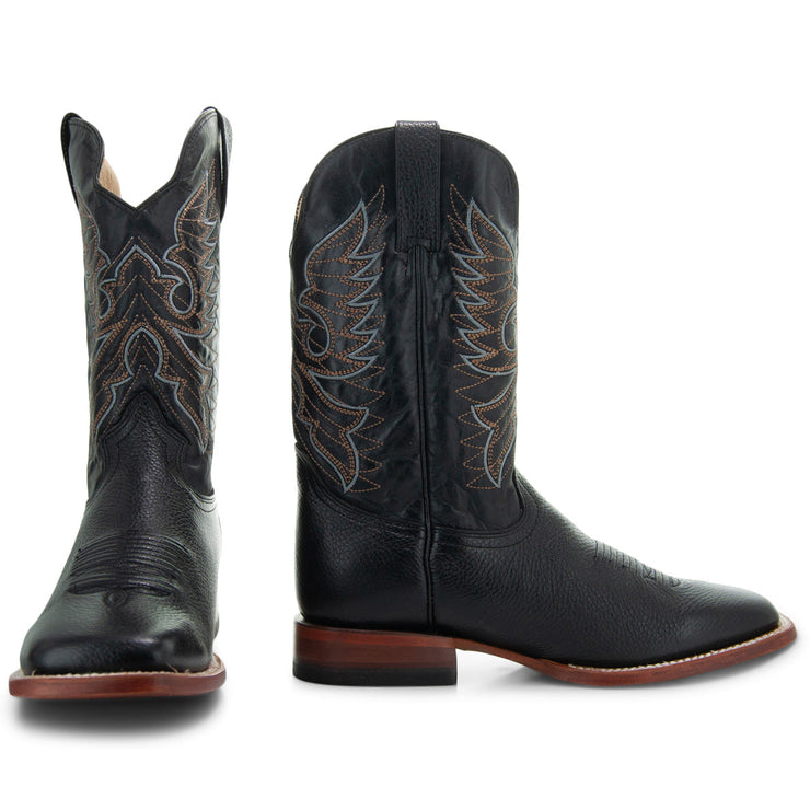 Soto Boots Men's Lizard Print Square Toe Cowboy Boots H8002 Black