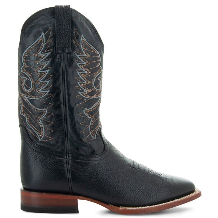Soto Boots Men's Lizard Print Square Toe Cowboy Boots H8002 Black