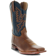 Soto Boots Men's Lizard Print Square Toe Cowboy Boots H8002 Brown