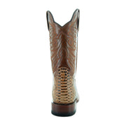 Soto Boots Men's Brown Python Print Square Toe Cowboy Boots H8004 - Soto Boots