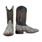 Soto Boots Men's White Python Print Square Toe Cowboy Boots H8004 - Soto Boots