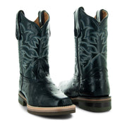 Soto Boots Kids Black Ostrich Print Cwoboy Boots K4006 - Soto Boots