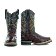 Soto Boots Kids Cognac Ostrich Print Cwoboy Boots K4006 - Soto Boots