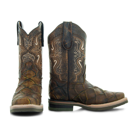 Soto Boots Kids Pirarucu Print Cowboy Boots K4008 - Soto Boots