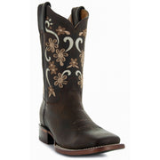 Soto Boots Womens Flower Embroidery Square Toe Boots M4007 