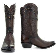 Soto Boots Womens Brown Zippered Burnished Cowgirl Botos M50050