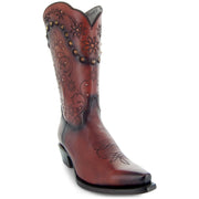 Soto Boots Womens Cognac Zippered Burnished Cowgirl Botos M50050