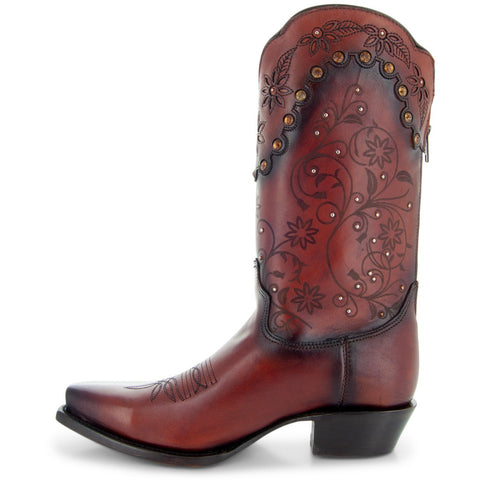 Soto Boots Womens Cognac Zippered Burnished Cowgirl Botos M50050