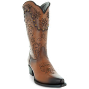 Soto Boots Womens Tan Zippered Burnished Cowgirl Botos M50050