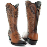 Soto Boots Womens Tan Zippered Burnished Cowgirl Botos M50050