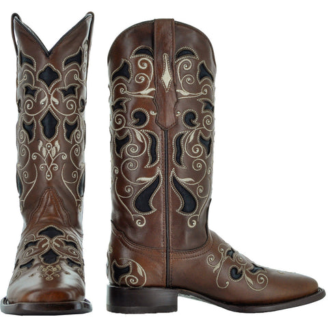 Soto boots Womens Brown Inlay Cowboy Boots M50052