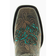 Soto Boots Square Toe Turquoise Rose Country Cowgirl Boots M50032