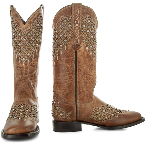 Soto Boots Womens Studded Inlay Cowgirl Boots M50058 - Soto Boots