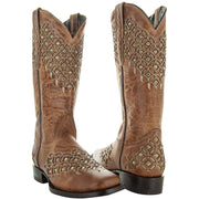 Soto Boots Womens Studded Inlay Cowgirl Boots M50058 - Soto Boots
