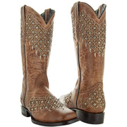 Soto Boots Womens Studded Inlay Cowgirl Boots M50058 - Soto Boots