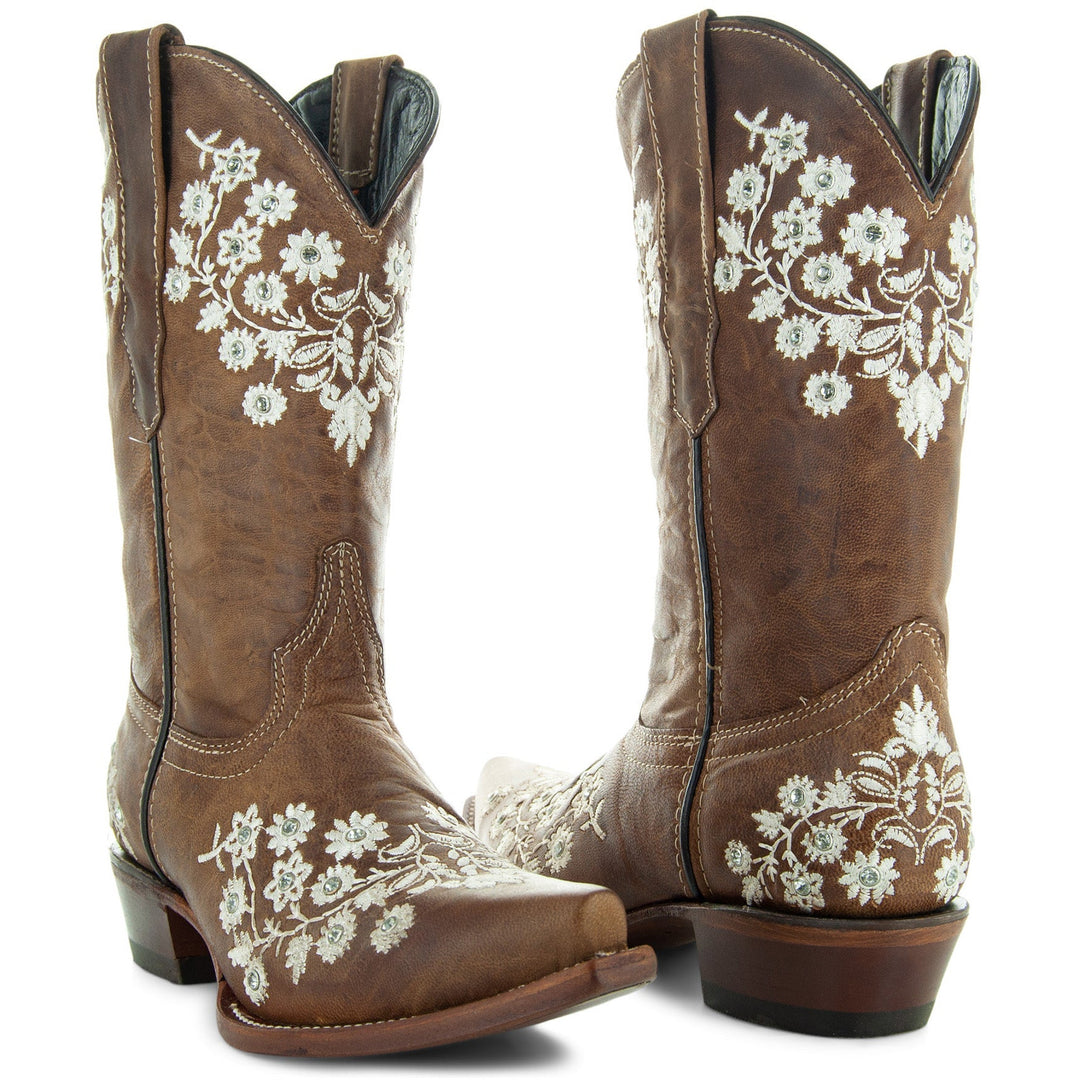 Floral embroidered booties deals