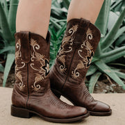 Soto Boots Womens Flower Embroidery Square Toe Boots M50062 
