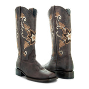 Soto Boots Womens Flower Embroidery Square Toe Boots M50062 