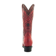 Soto Boots Womens Red and Black Inlay Snip toe Cowgirl Boots M50064