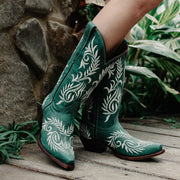 Soto Boots Womens Turquoise Floral Embroidery Cowgirl Boots M50065
