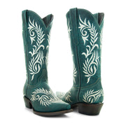 Soto Boots Womens Turquoise Floral Embroidery Cowgirl Boots M50065