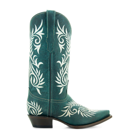 Soto Boots Womens Turquoise Floral Embroidery Cowgirl Boots M50065