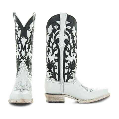 Soto Boots Womens White Studded Snip Toe Cowgirl Boots M50066