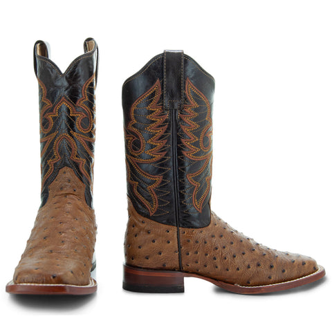 Soto Boots Women's Ostrich Print Cowgirl Boots M8002 Tan