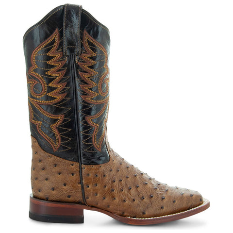 Soto Boots Women's Ostrich Print Cowgirl Boots M8002 Tan