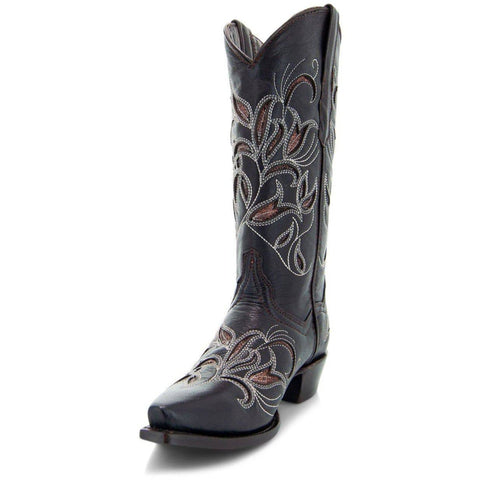 Soto Boots Womens Floral Embroidered Inlay Cowgirl Boots M50049 Brown - Soto Boots