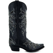 Soto Boots Womens Floral Embroidered Inlay Cowgirl Boots M50049 Black - Soto Boots