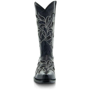 Soto Boots Womens Floral Embroidered Inlay Cowgirl Boots M50049 Black - Soto Boots