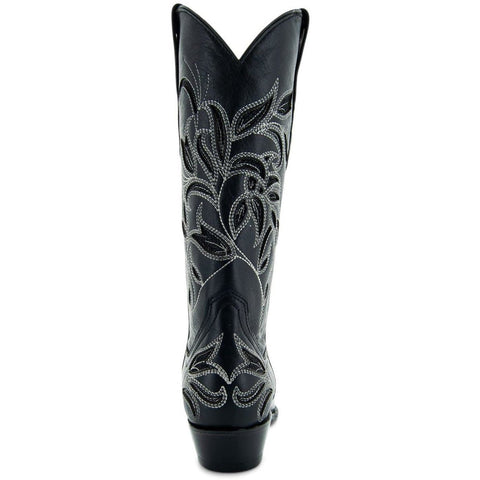 Soto Boots Womens Floral Embroidered Inlay Cowgirl Boots M50049 Black - Soto Boots
